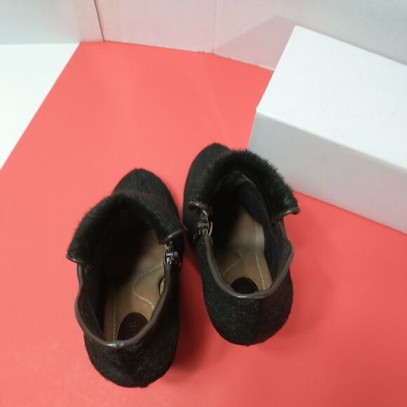 Fossil Ladies Sz 6 Brown Calf Hair Zipper Blocked Heel Booties - Picture 6 of 10